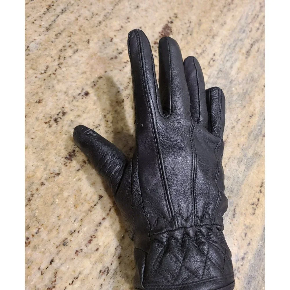 Thinsulate Insulation Women's Size L Black Soft Leather Quilted 40 Gram Biker